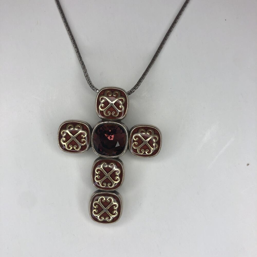 BRIGHTON Reversible Crystal Cross Necklace Adjustable